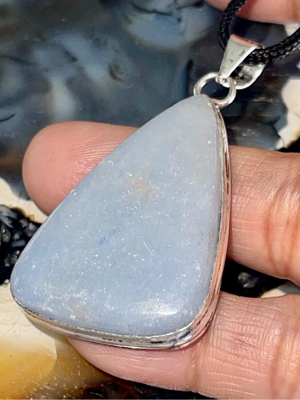 Blue Anhydrite Angelite Pendant 2”